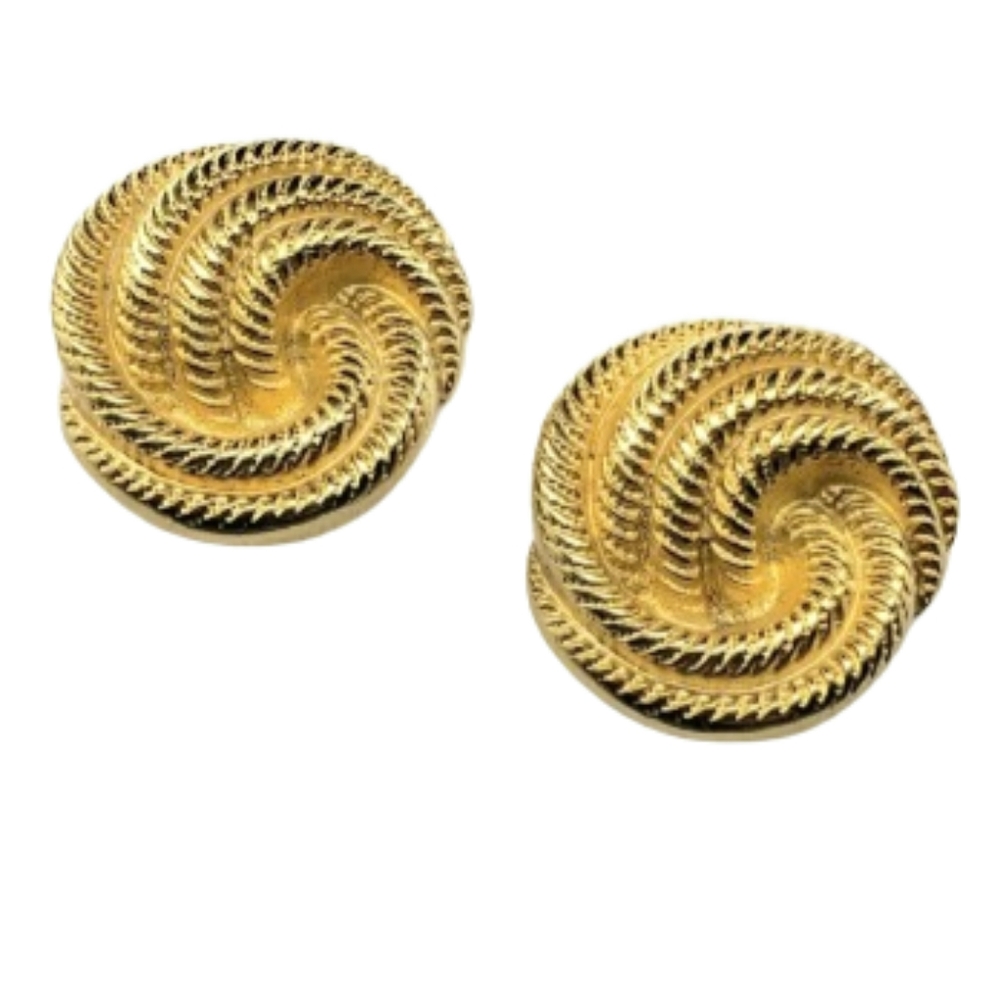 Gold Tone Wavy Spriral Post Earrings